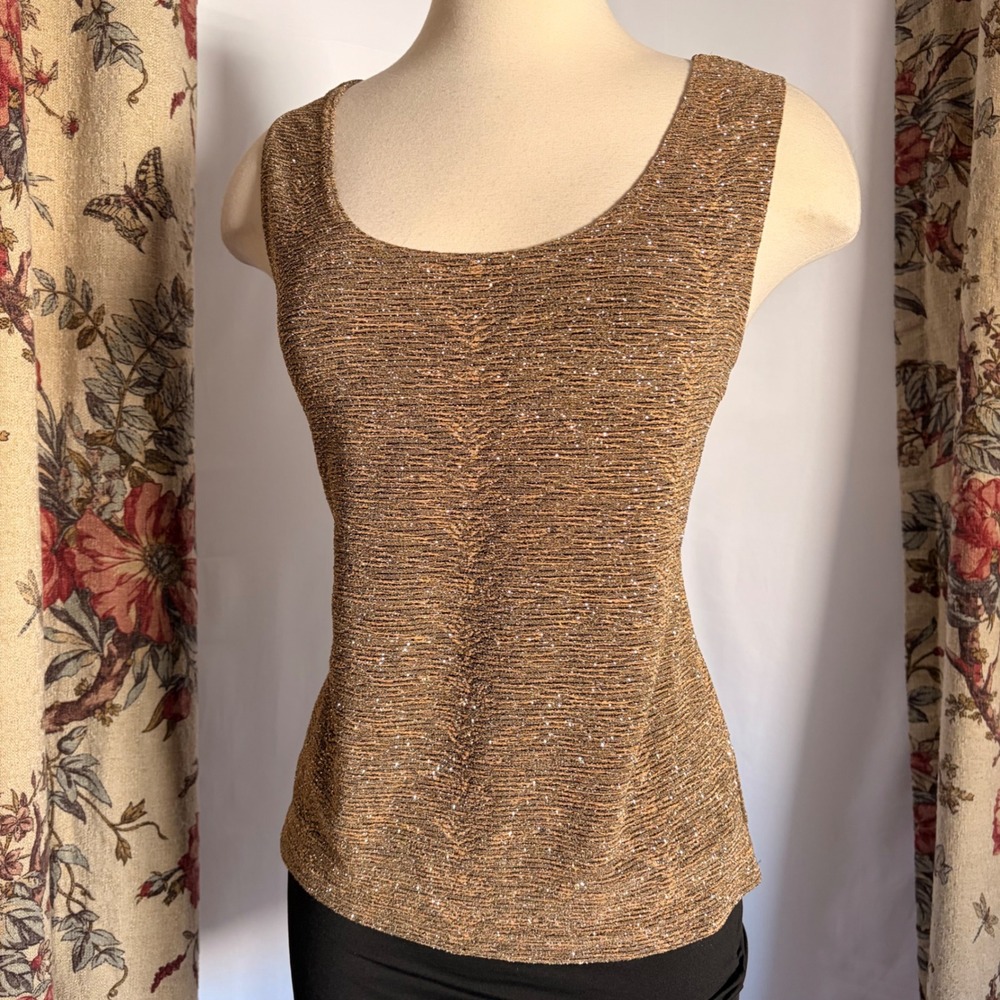 R&M Richards Gorgeous Vintage 90s Y2k Bronze Metallic Tank Top Scoop Neck